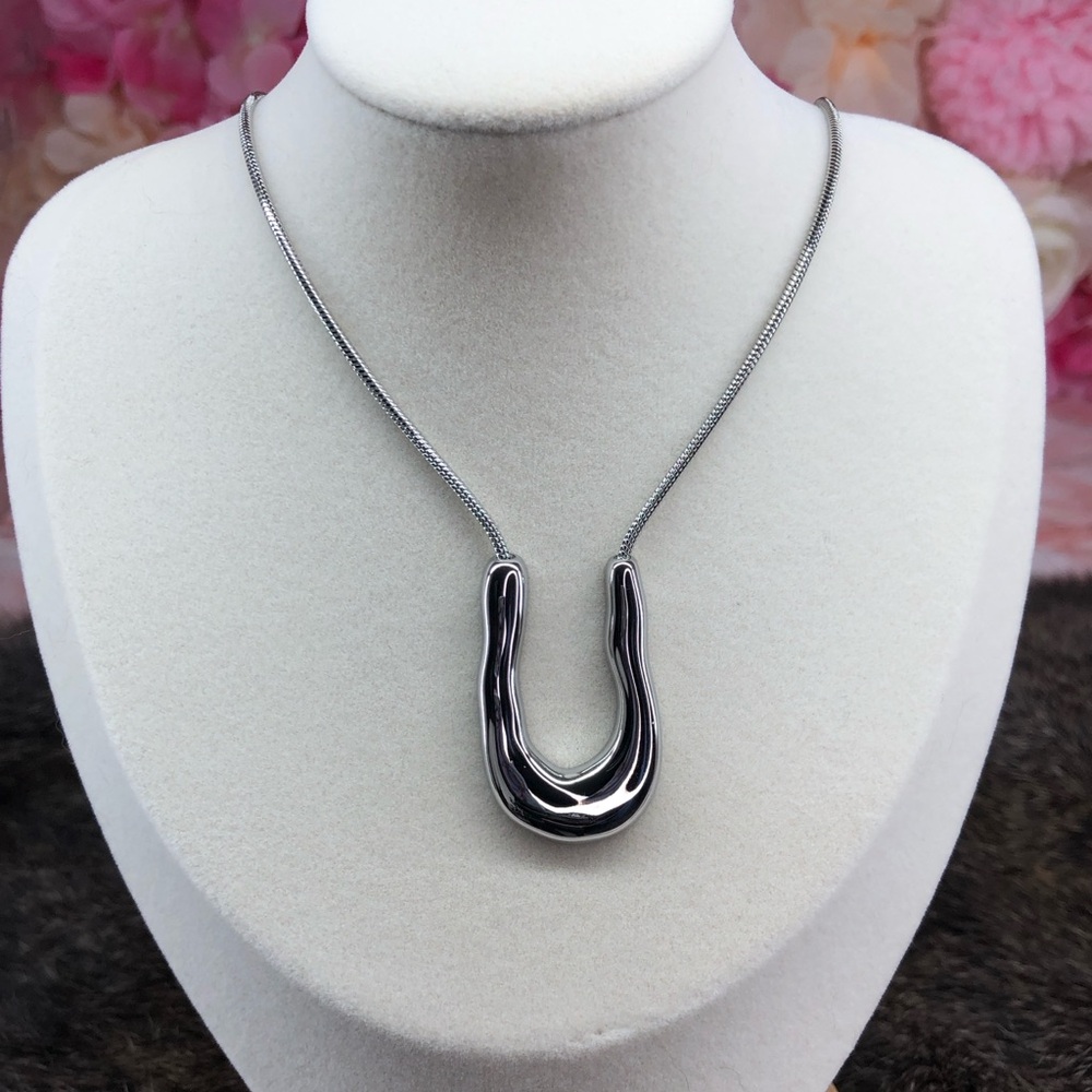 Silver Horseshoe Pendant Necklace